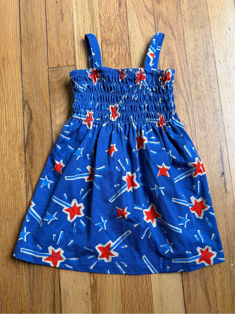 Hanna Andersson Blue Dress with Red and White Star Print